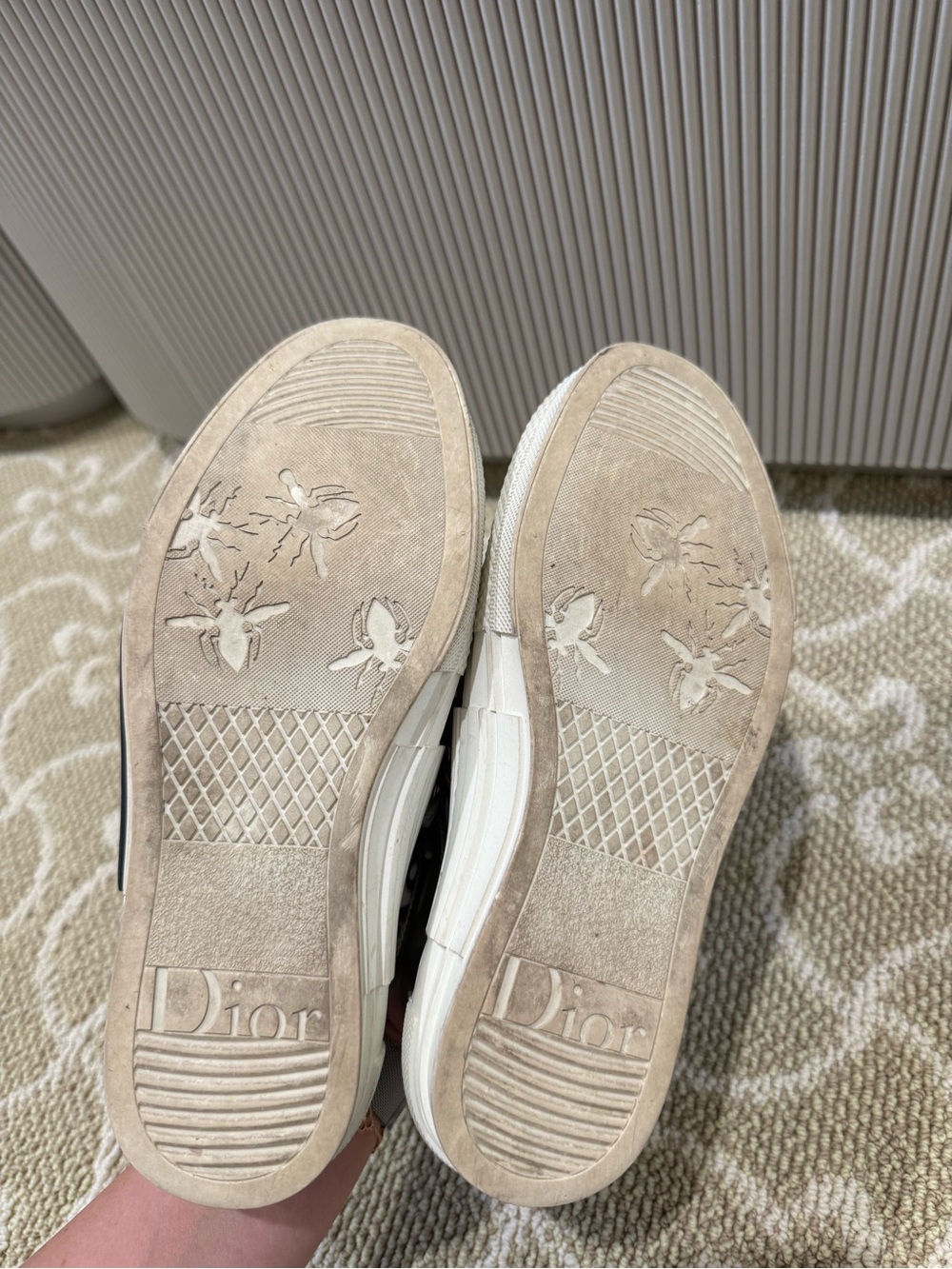 Dior Transparent Monogram Low-Top Sneakers in Silver and White - Picture 6 of 11